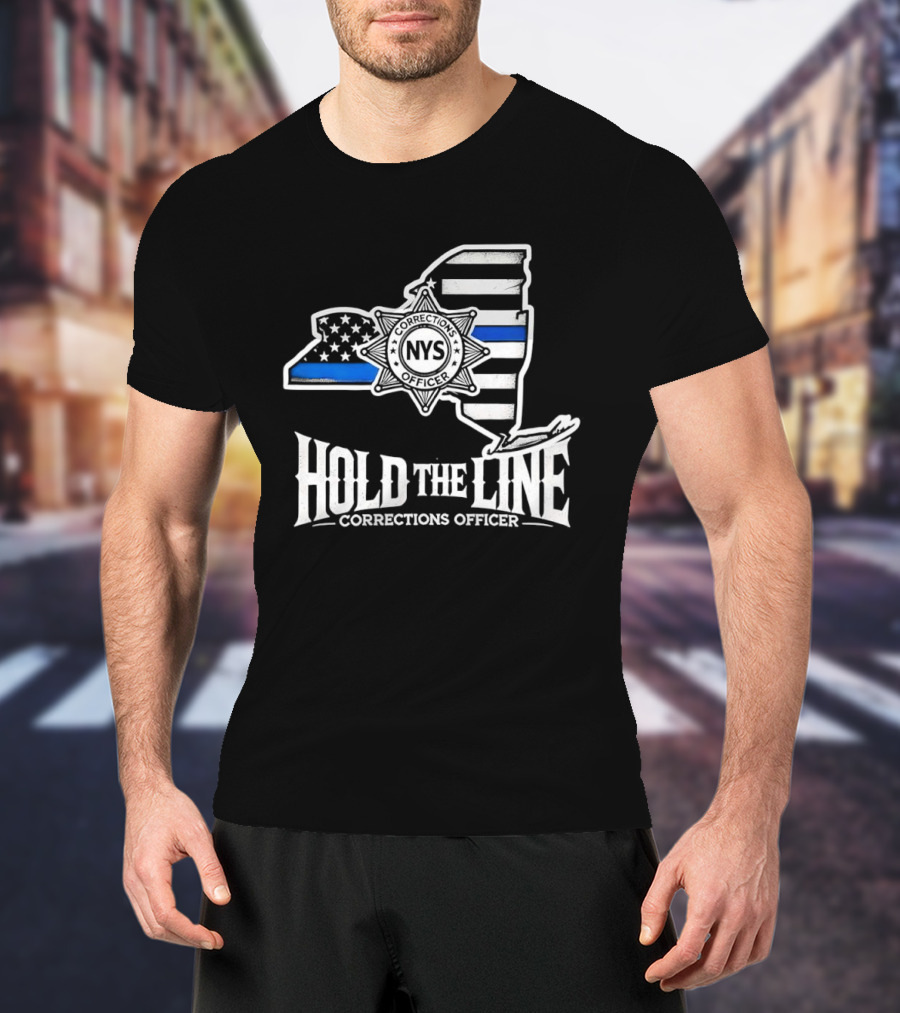Hold The Line NYS Corrections Officer Blue Line T-Shirt