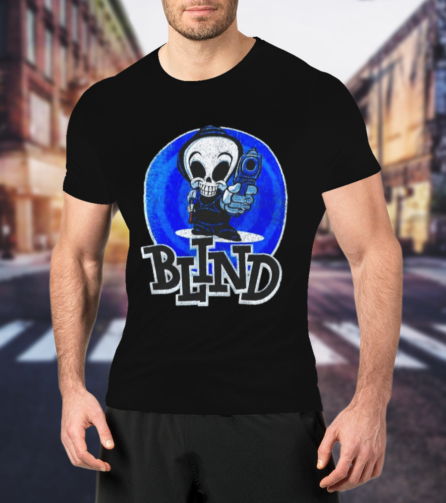 Blind Skateboards Grim Reaper Blue Circle 1990s T-Shirt