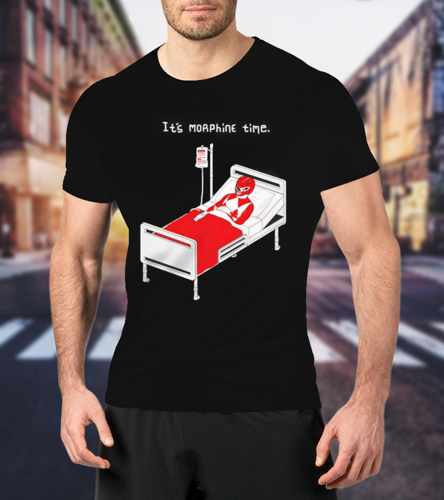 Red Ranger It's Morphin Time Power Rangers On Hospital Bed Scene T-Shirt