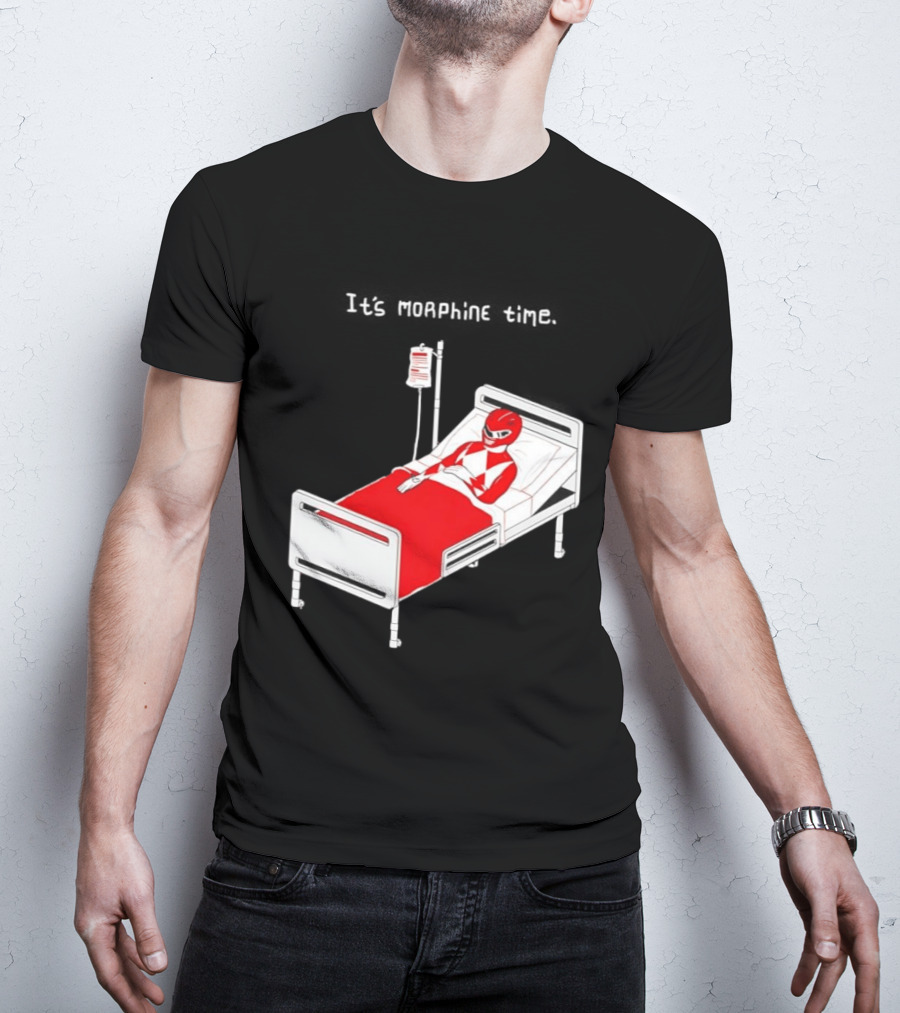 Red Ranger It's Morphin Time Power Rangers On Hospital Bed Scene T-Shirt