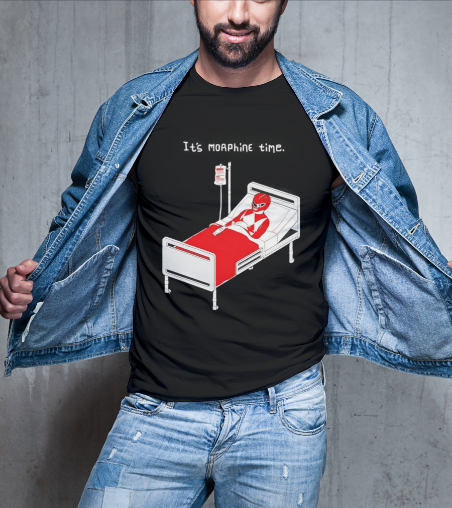 Red Ranger It's Morphin Time Power Rangers On Hospital Bed Scene T-Shirt