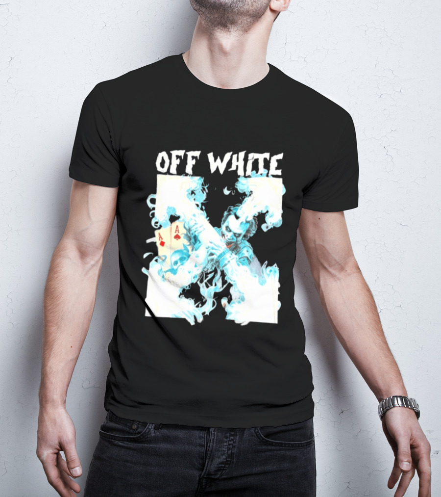 OFF WHITE Joker Blue Flame Ace Cards T-Shirt