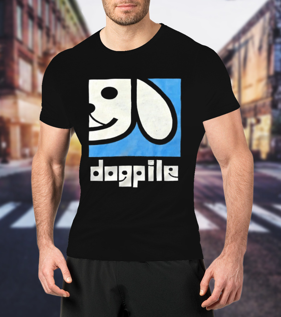 90s Dogpile Logo With Smiling Dog Face T-Shirt