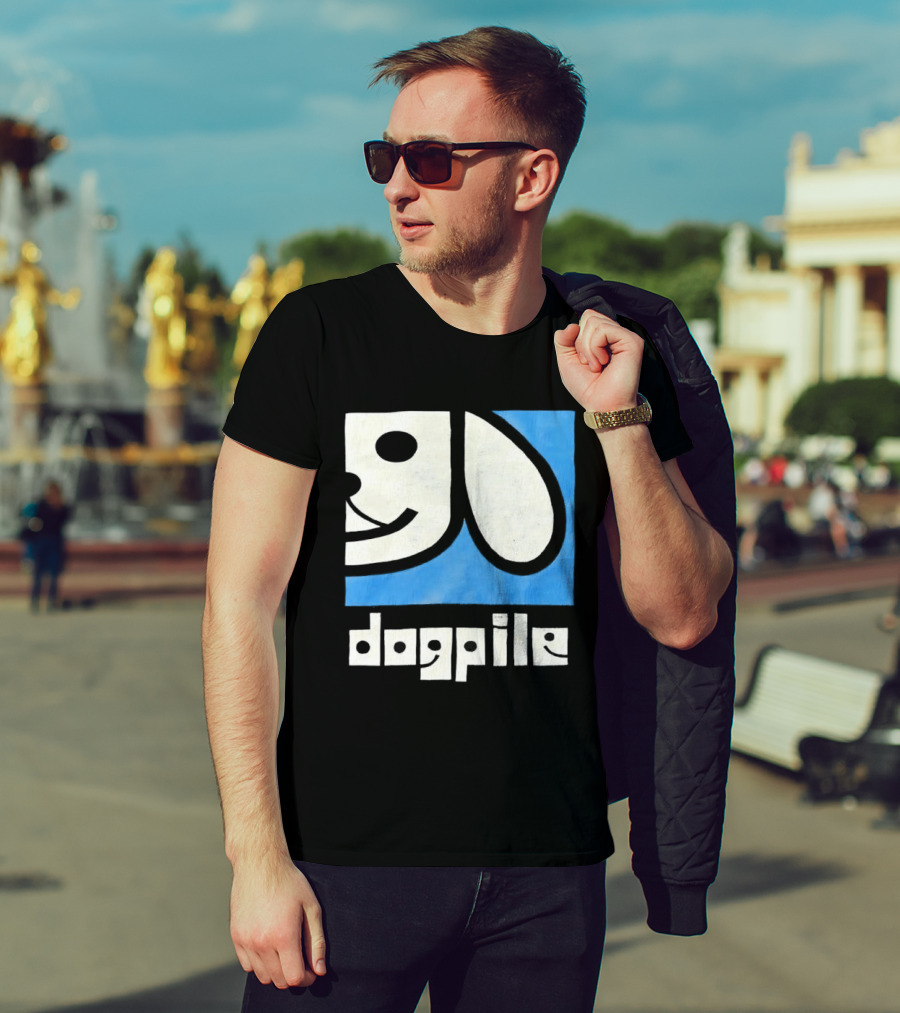 90s Dogpile Logo With Smiling Dog Face T-Shirt
