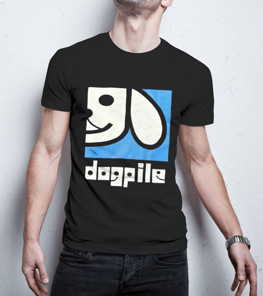 90s Dogpile Logo With Smiling Dog Face T-Shirt