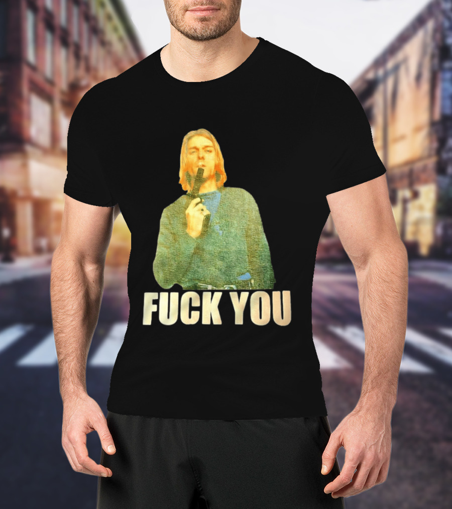 Kurt Cobain Fuck You Gun Image T-Shirt