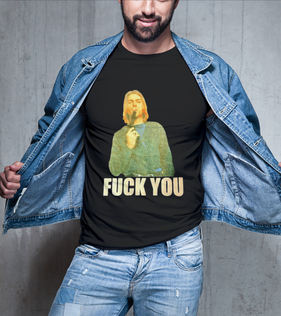 Kurt Cobain Fuck You Gun Image T-Shirt