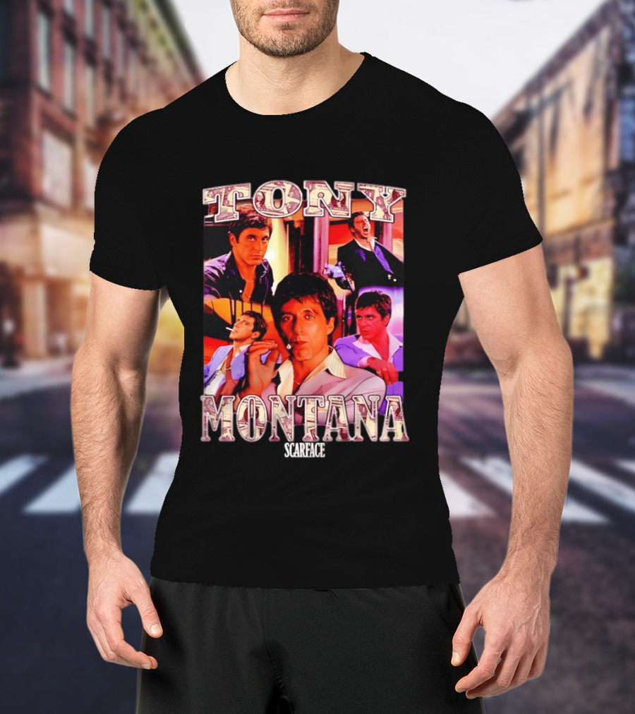 Tony Montana Scarface Movie Collage 80s Film T-Shirt