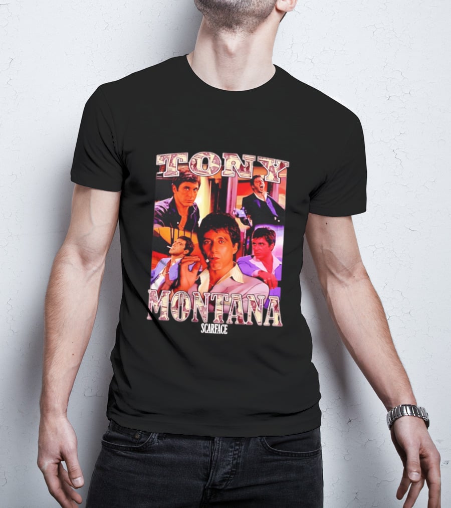 Tony Montana Scarface Movie Collage 80s Film T-Shirt