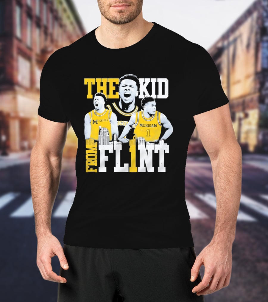 The Kid From Flint Trey McKenney Michigan Wolverines Basketball Skyline T-Shirt