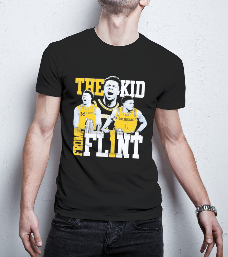 The Kid From Flint Trey McKenney Michigan Wolverines Basketball Skyline T-Shirt