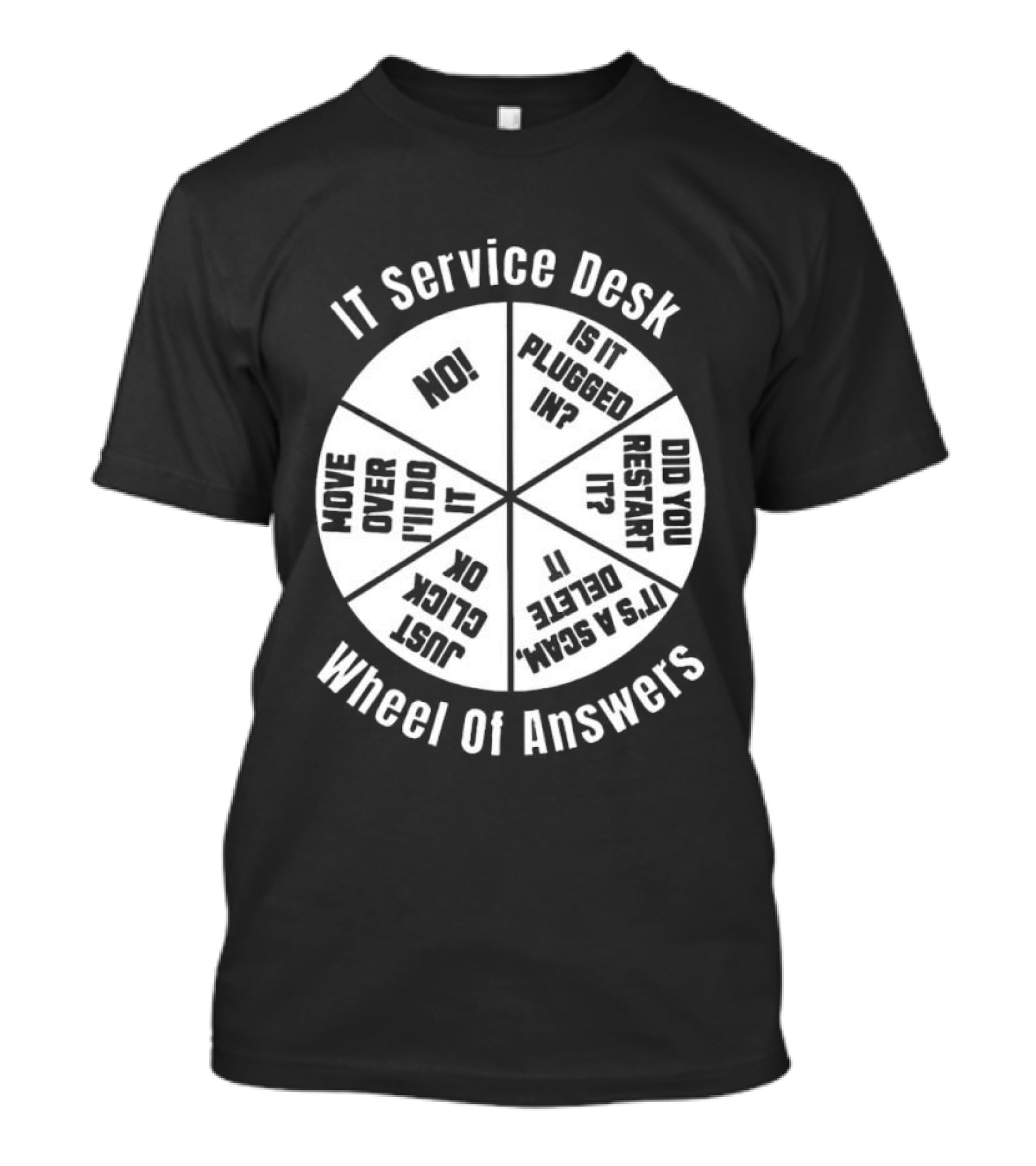 IT Service Desk Wheel Of Answers Funny Tech Support Guide T-Shirt
