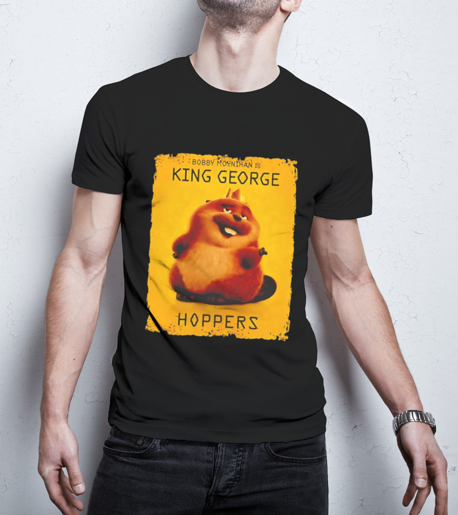 Bobby Moynihan Is King George Hoppers Smiling Cartoon Character With Crown On Orange T-Shirt