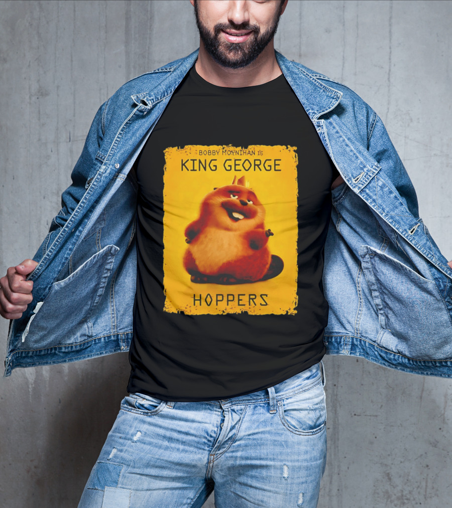 Bobby Moynihan Is King George Hoppers Smiling Cartoon Character With Crown On Orange T-Shirt