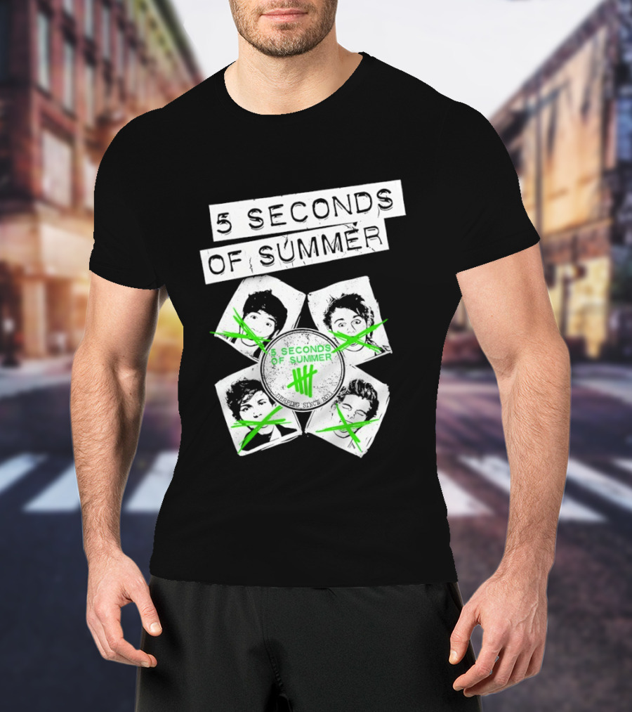 5 Seconds Of Summer 5SOS Green Iconic Faces Derping Since 2011 T-Shirt