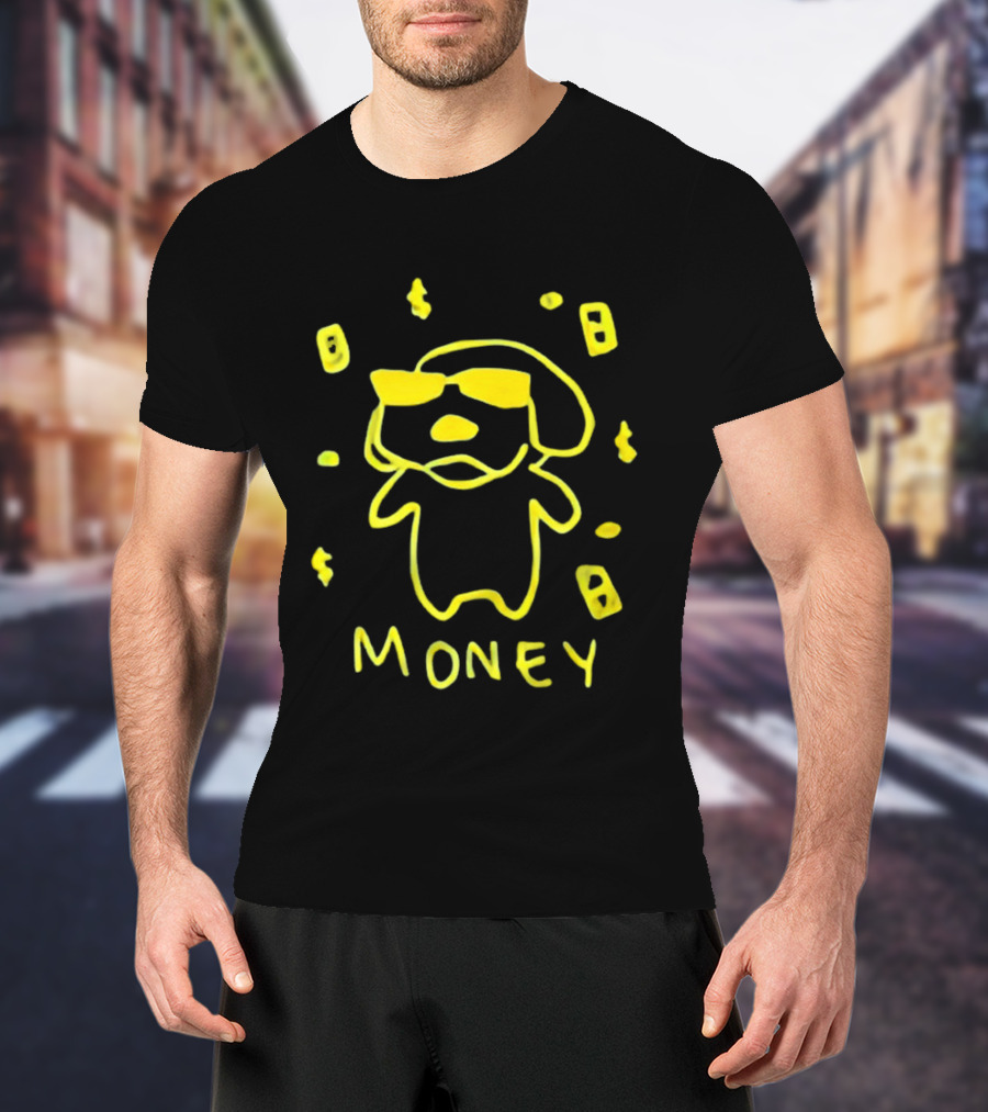 Golden Retriever Money Dog With Sunglasses Drawing T-Shirt