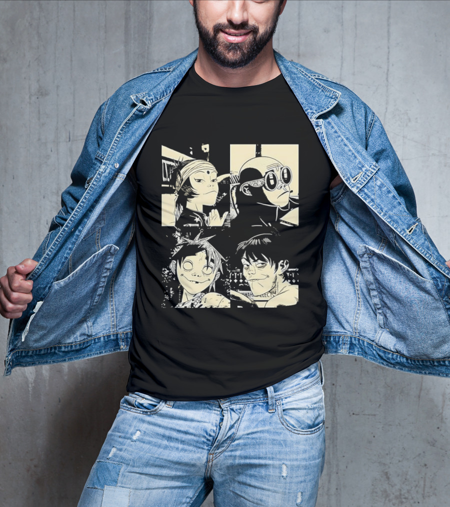 Gorillaz Band Members Cartoon Faces T-Shirt