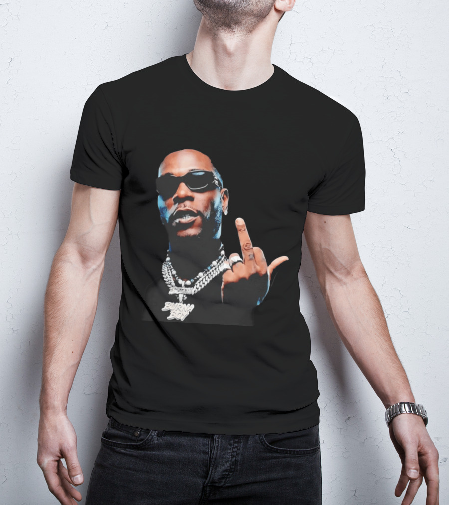 Burna Boy Middle Finger Gesture Bold Jewelry And Sunglasses Look T-Shirt