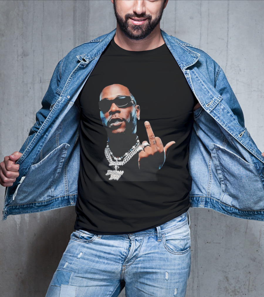 Burna Boy Middle Finger Gesture Bold Jewelry And Sunglasses Look T-Shirt
