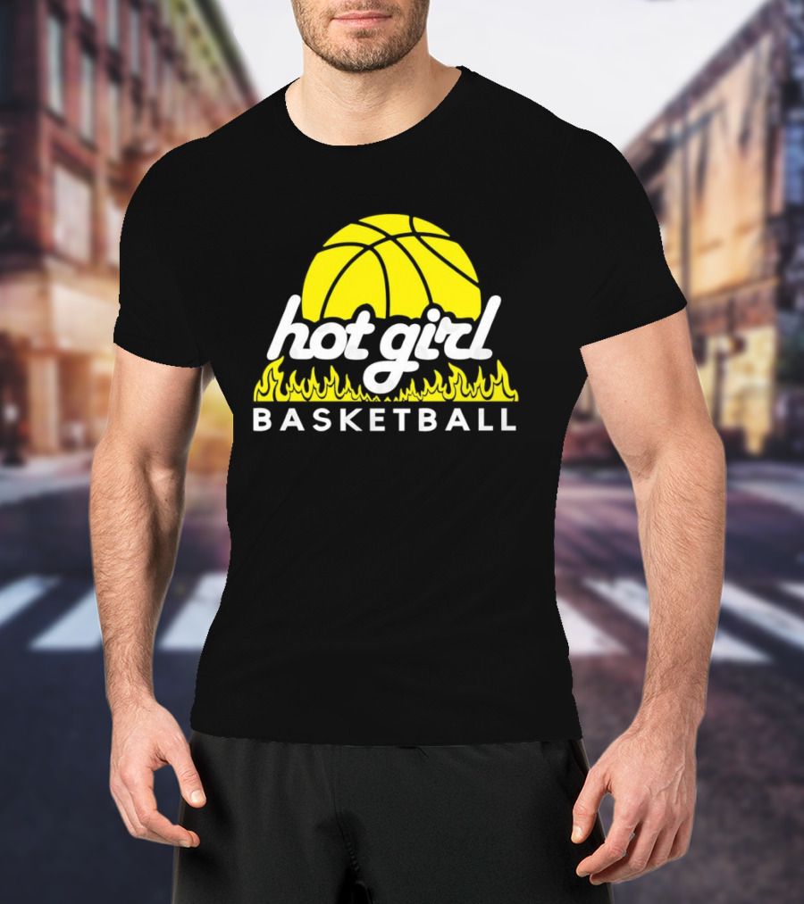 Hot Girl Basketball Fiery Yellow Basketball Flame T-Shirt