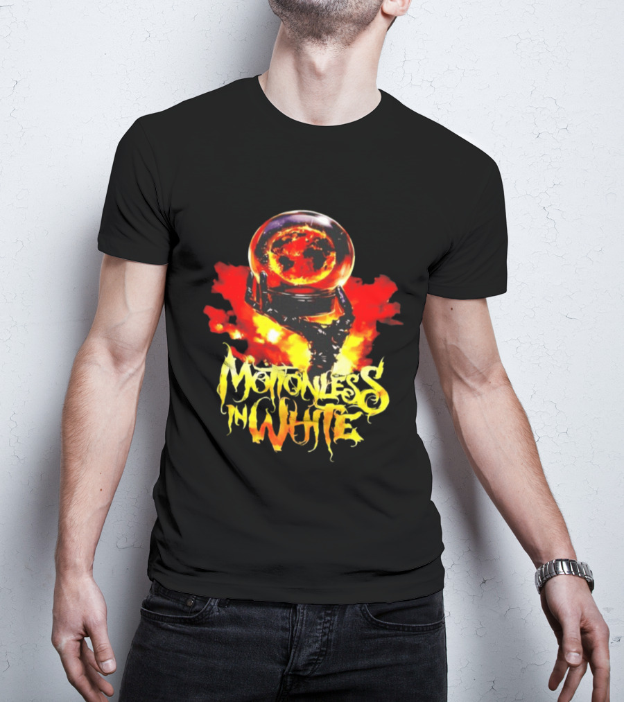 Motionless In White Scoring The End Of The World Gothic Crystal Ball Fiery Hand T-Shirt