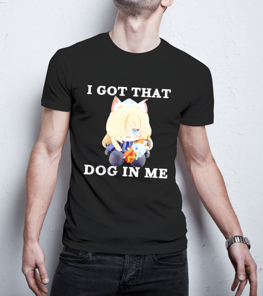 Chocopuni Plushie Kanna Ogata Holding Hot Dog I Got That Dog In Me T-Shirt