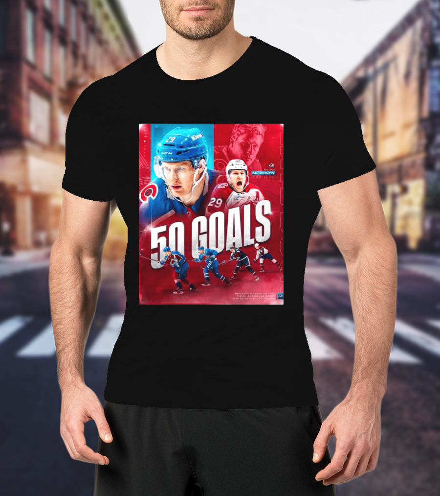 Colorado Avalanche Nathan MacKinnon 50 Goals Achievement NHL Career Milestone T-Shirt