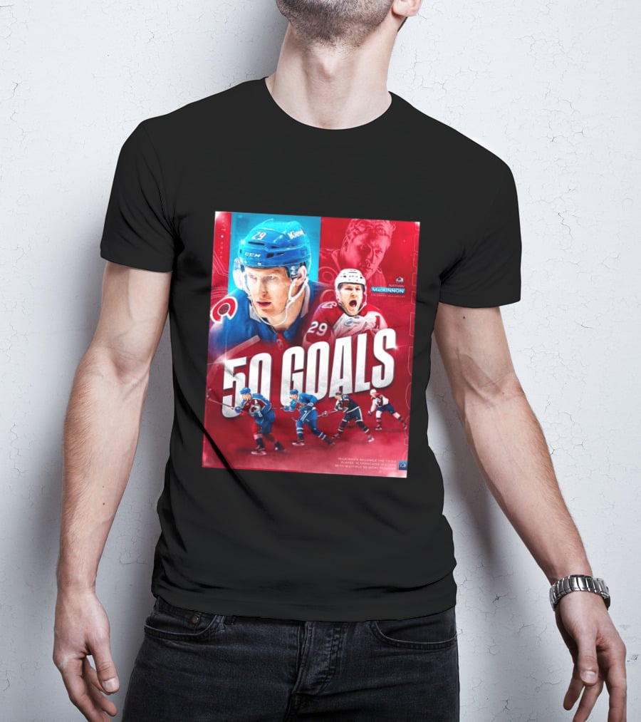 Colorado Avalanche Nathan MacKinnon 50 Goals Achievement NHL Career Milestone T-Shirt