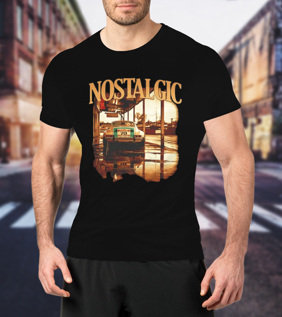 Nostalgic Vintage Car Rear View With Racing Number 70 T-Shirt