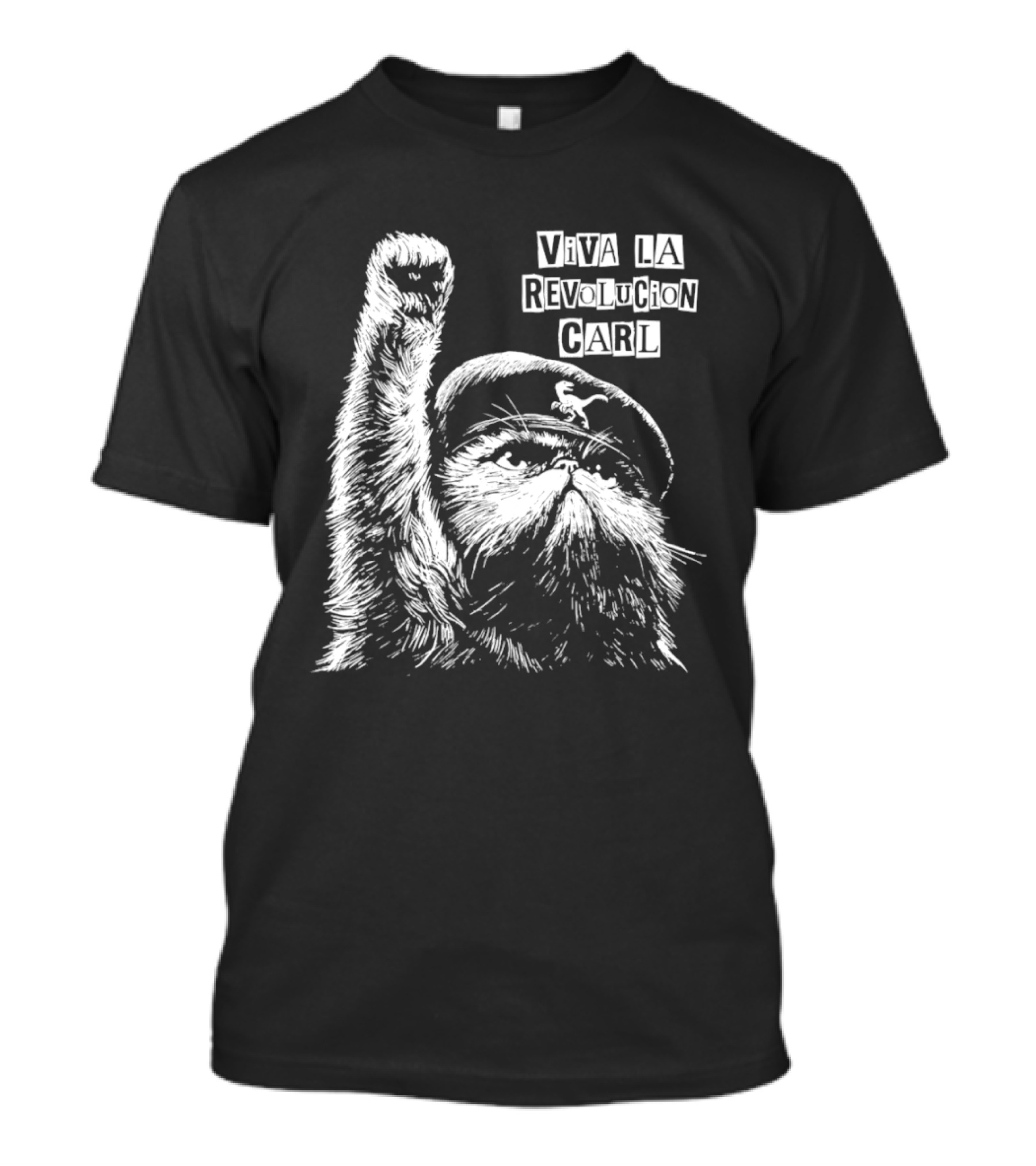 Viva La Revolucion Carl Persian Cat In Beret Raising Fist T-Shirt