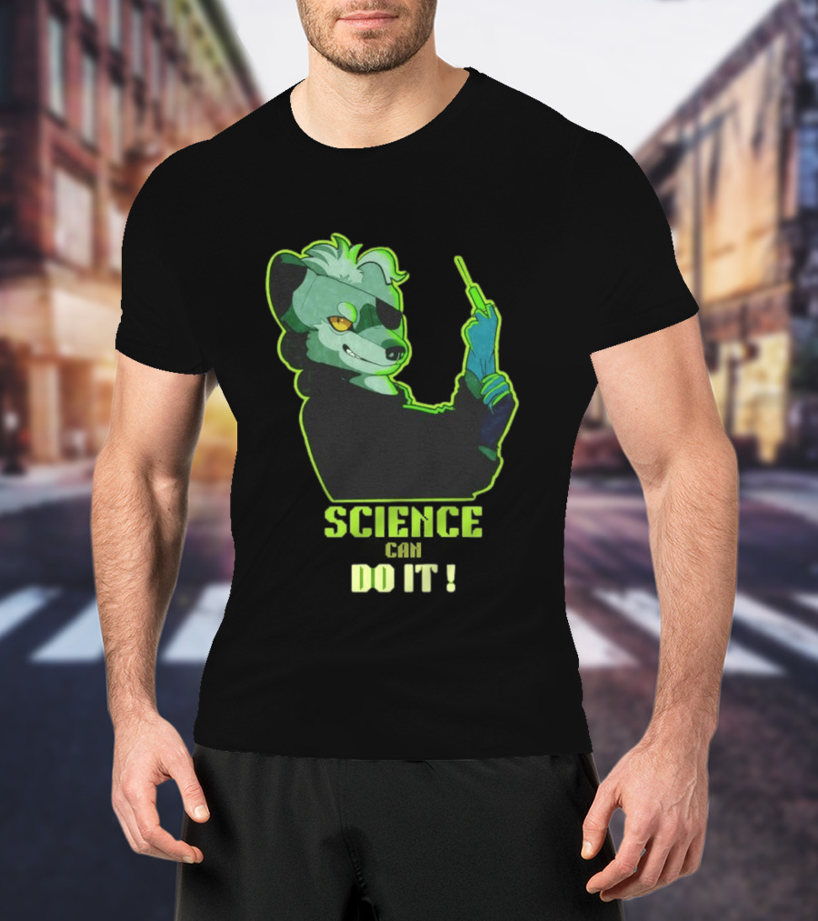 Science Can Do It Cartoon Panda With Test Tube T-Shirt