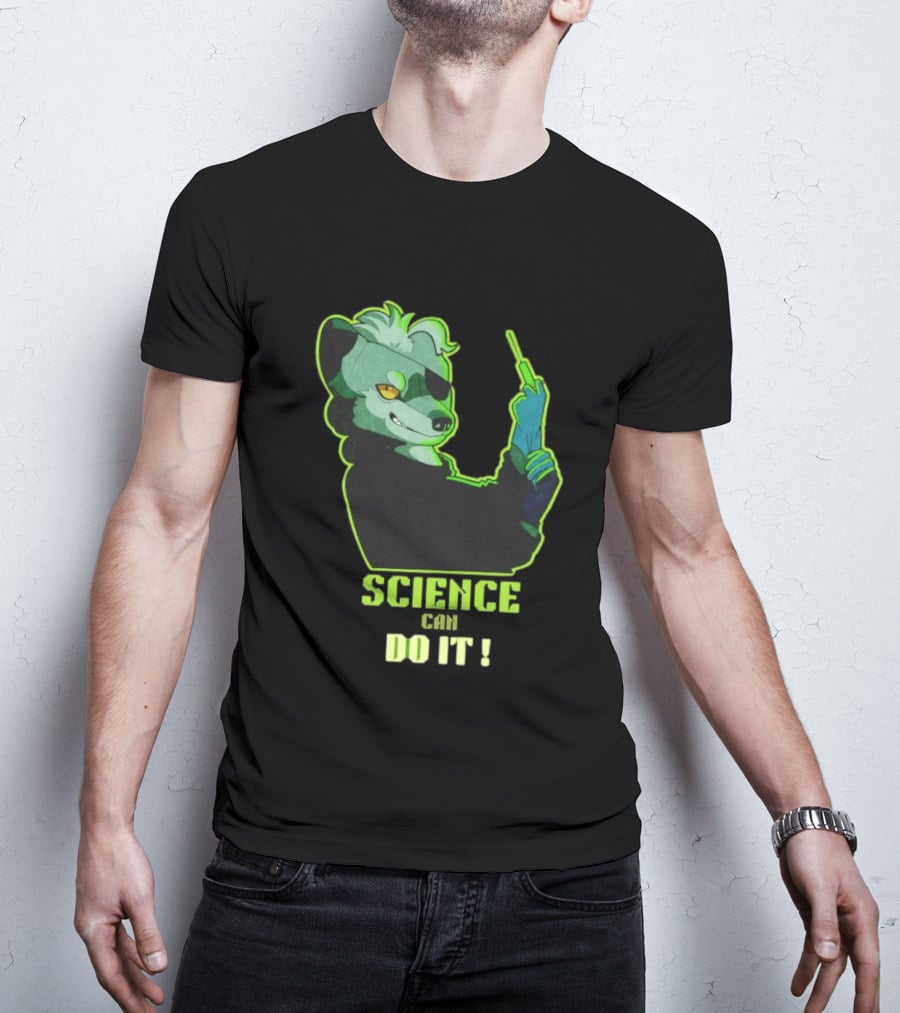 Science Can Do It Cartoon Panda With Test Tube T-Shirt