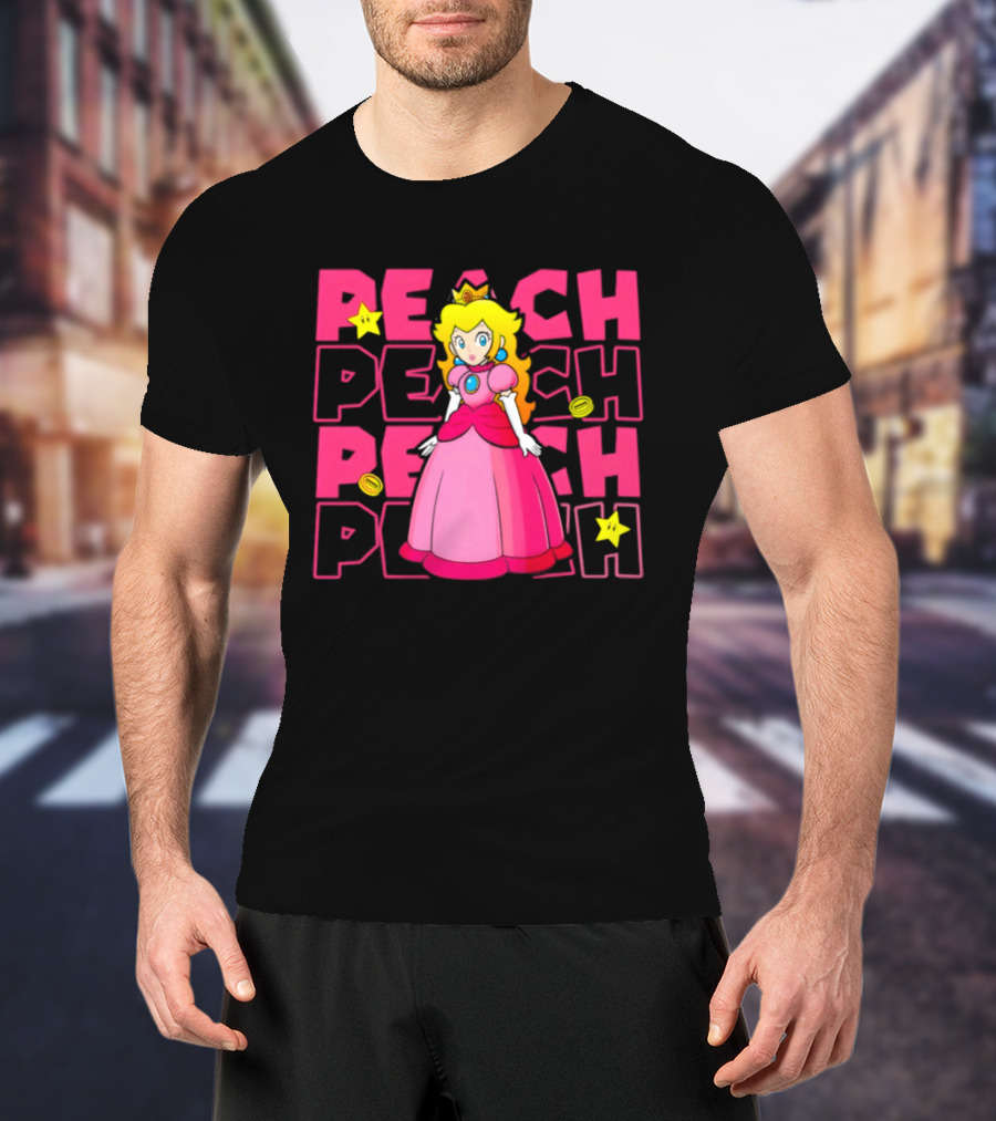 Super Mario Princess Peach With Stars And Coins Retro 1985 Disneyland T-Shirt