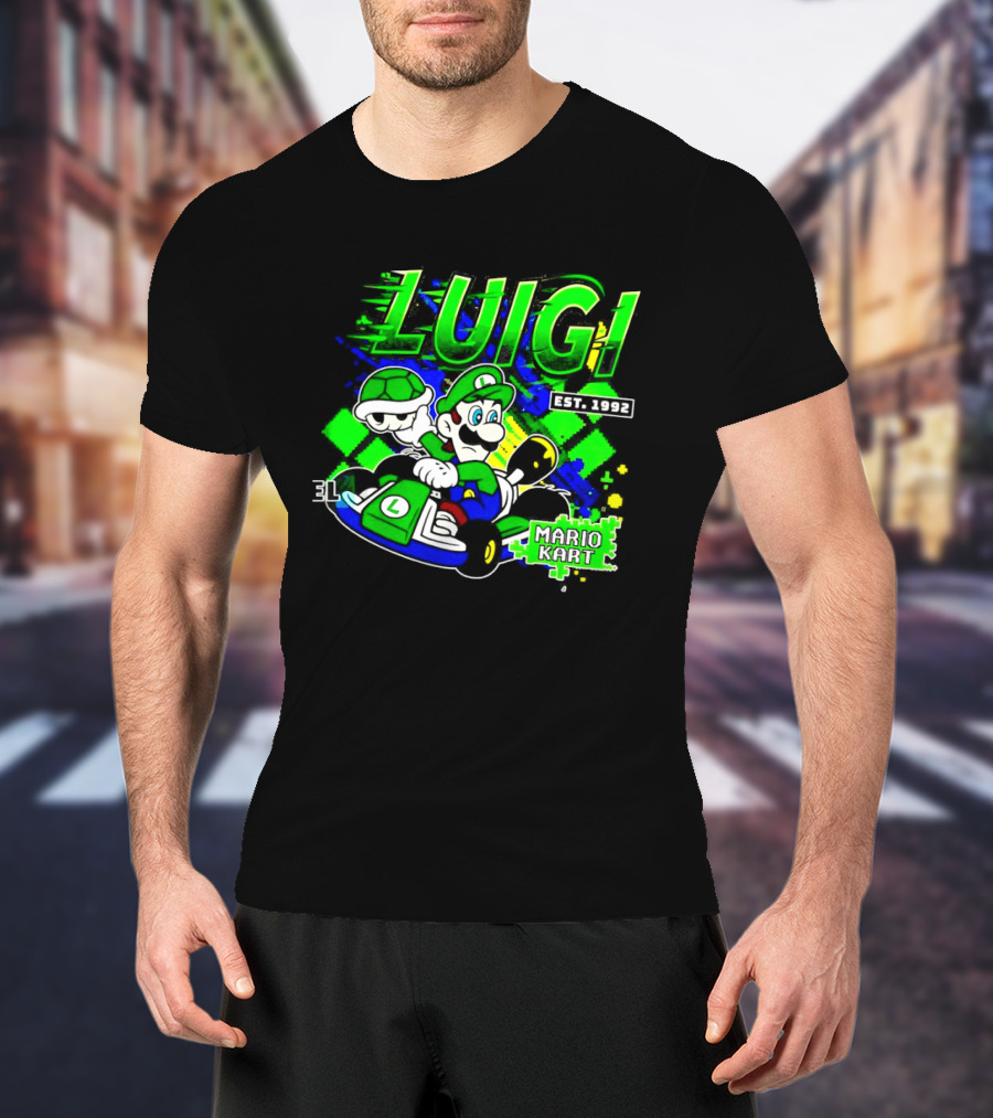 Super Mario Luigi Mario Kart Est 1992 Racing Green T-Shirt