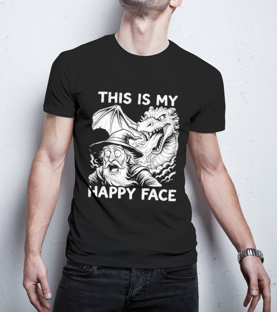 This Is My Happy Face Dungeon Master Dragon Wizard Expression T-Shirt