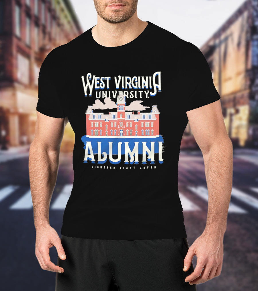West Virginia University Alumni Eighteen Sixty Seven College Campus Building T-Shirt