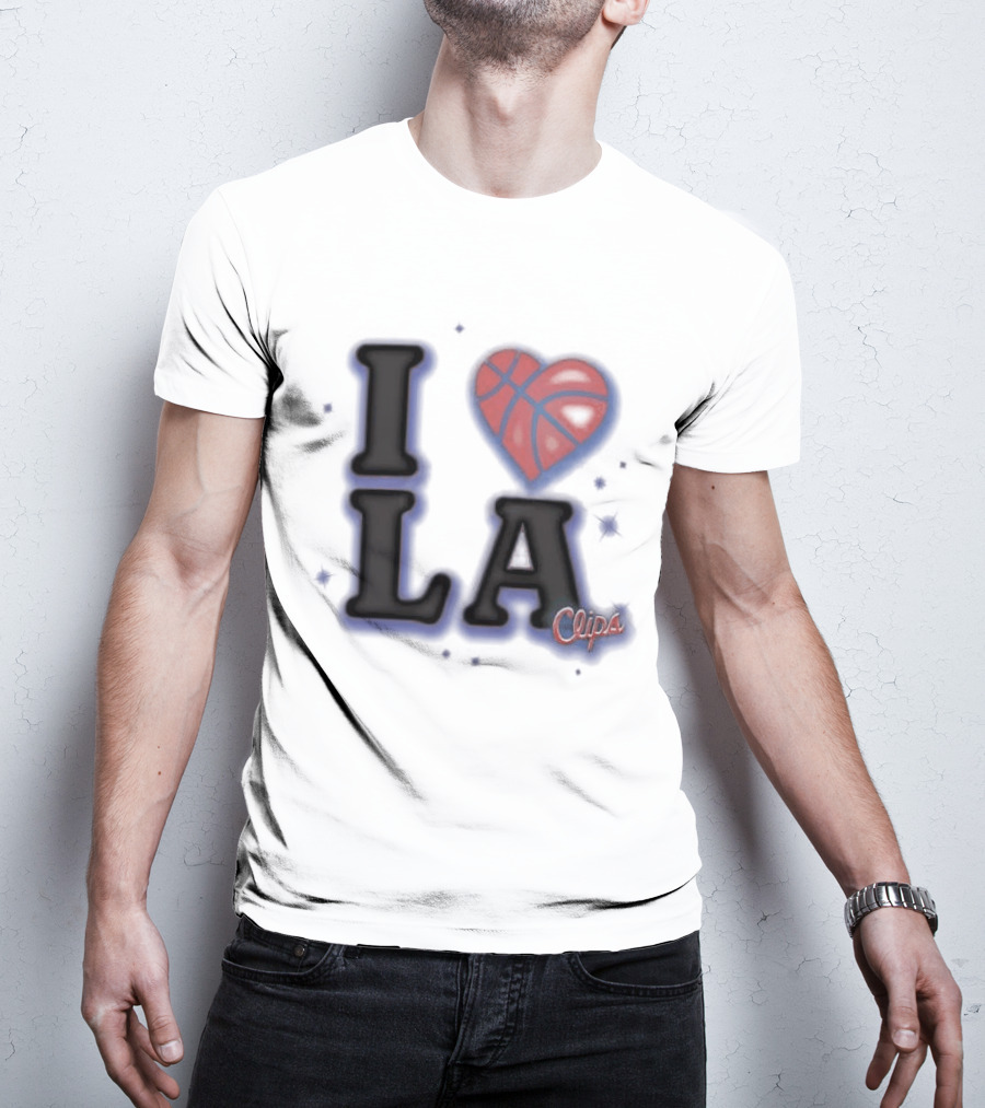 I Love LA Los Angeles Clippers Basketball Heart Logo Clips T-Shirt