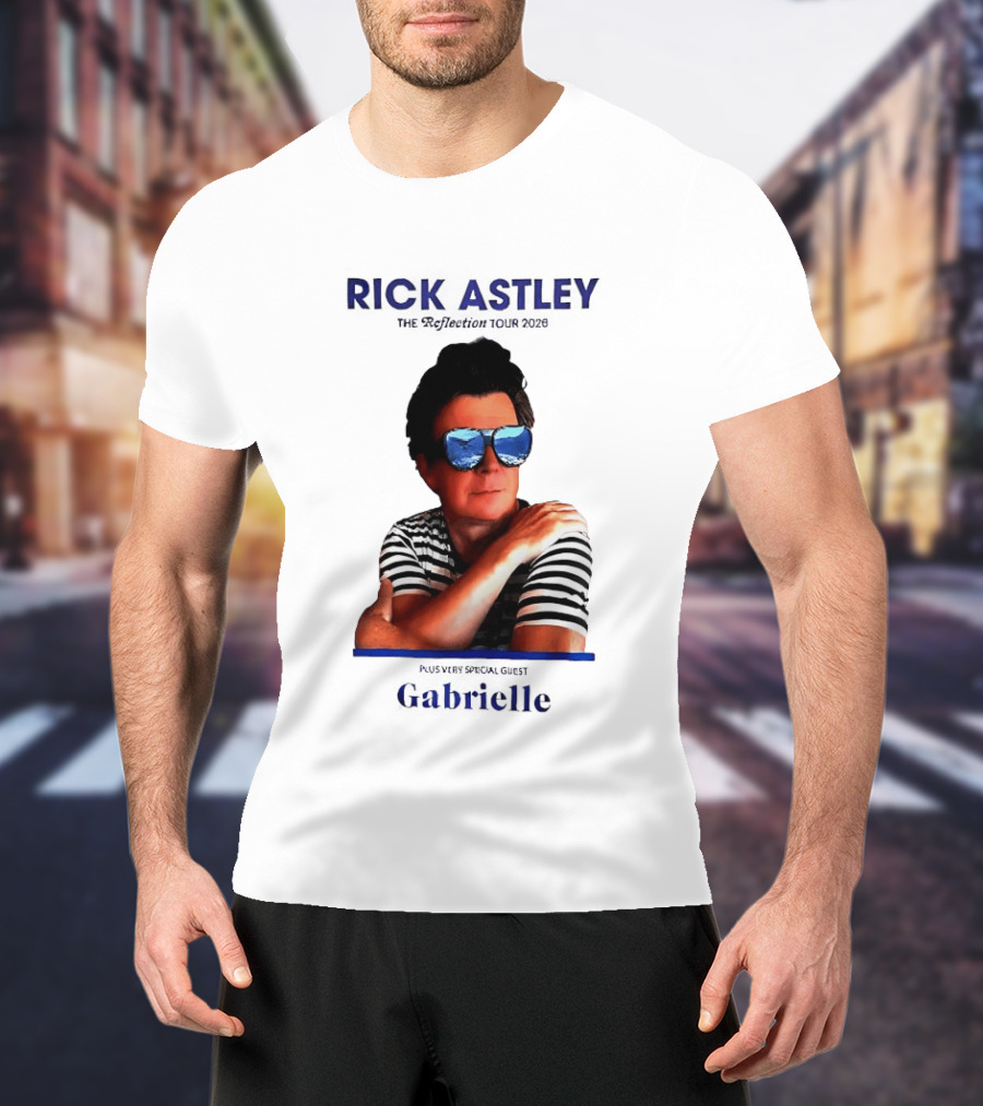 Rick Astley Tour 2026 Reflection Cool Shades Stripes T-Shirt