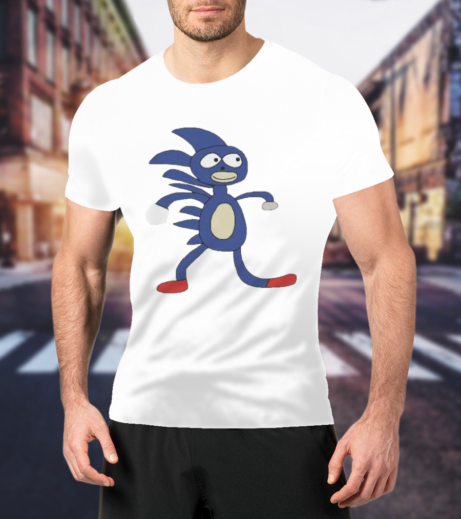 Sanic Meme Blue Hedgehog Parody Drawing T-Shirt