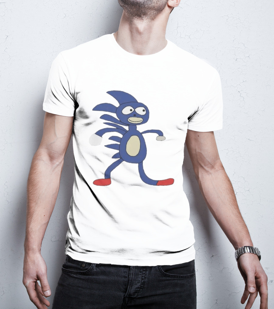 Sanic Meme Blue Hedgehog Parody Drawing T-Shirt
