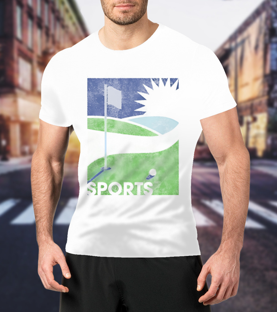 Golf Course Scenery Sports Landscape Sun Flag Ball T-Shirt