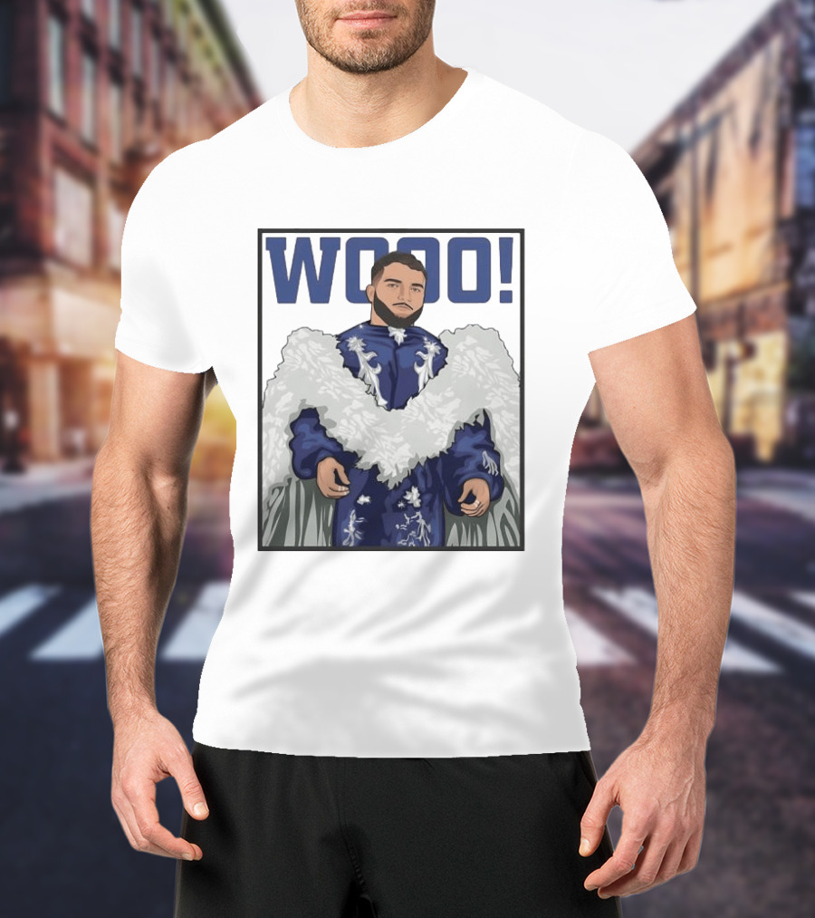 Wooo Skatt Flair New York Giants Iconic Blue Robe T-Shirt
