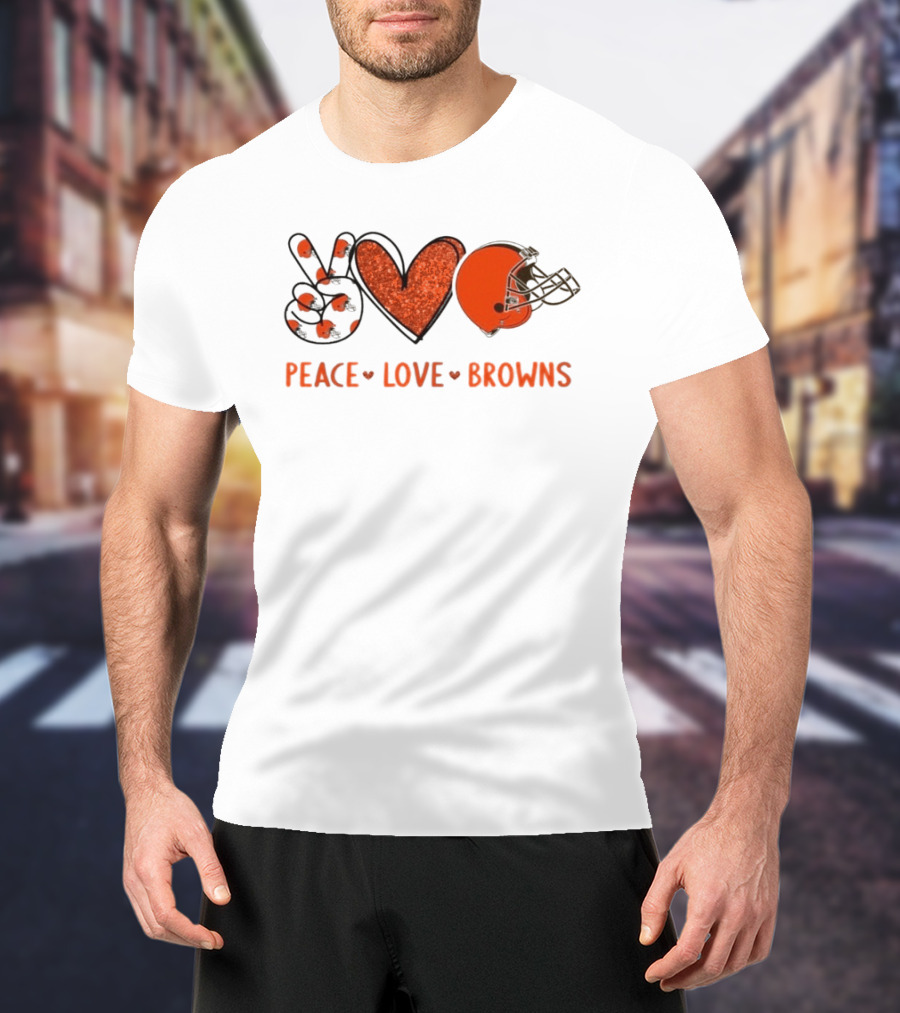 Peace Love Cleveland Browns Football Helmet Fan T-Shirt