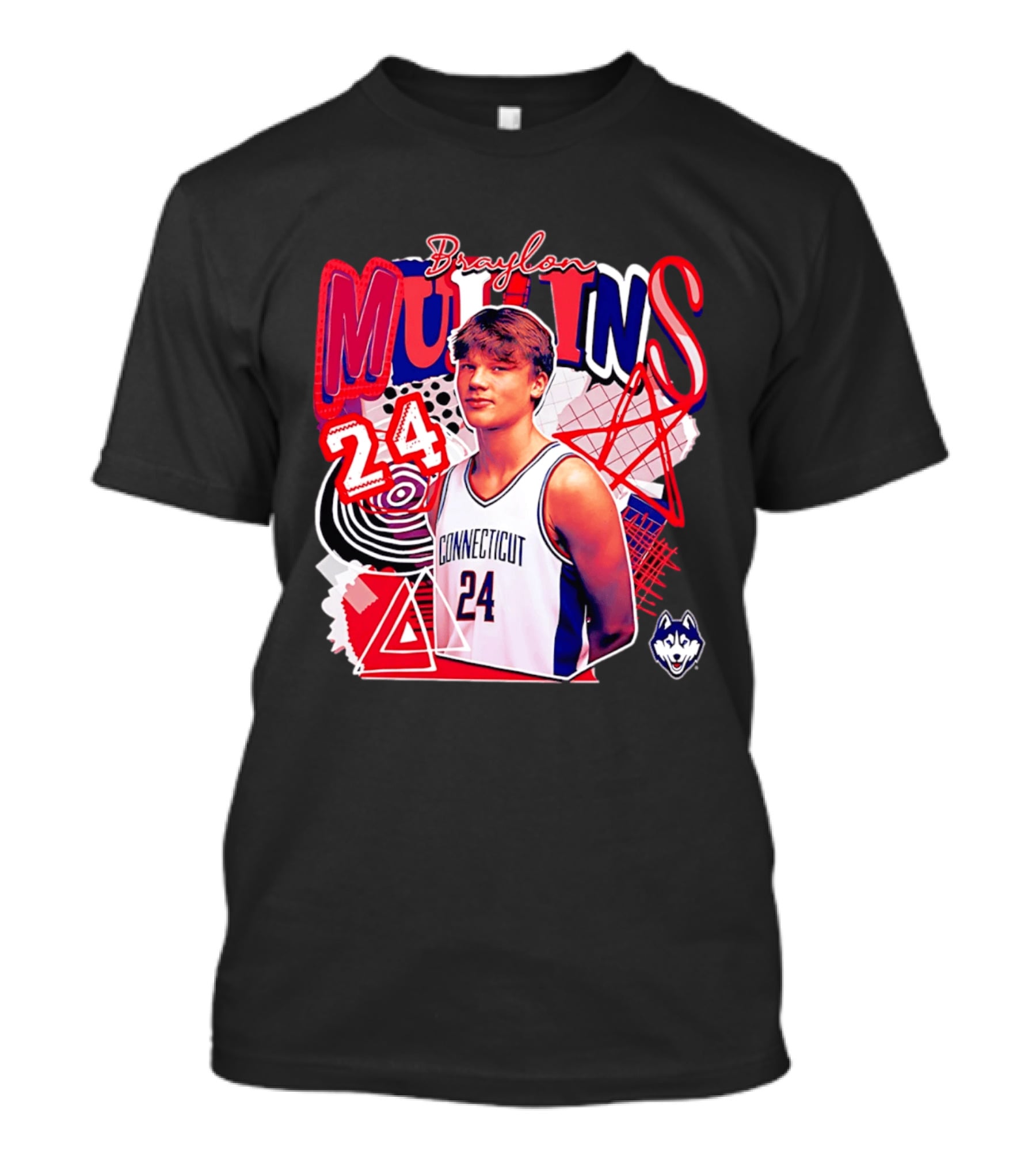 Braylon Mullins Connecticut Basketball 24 NCAA Collage Comfort T-Shirt