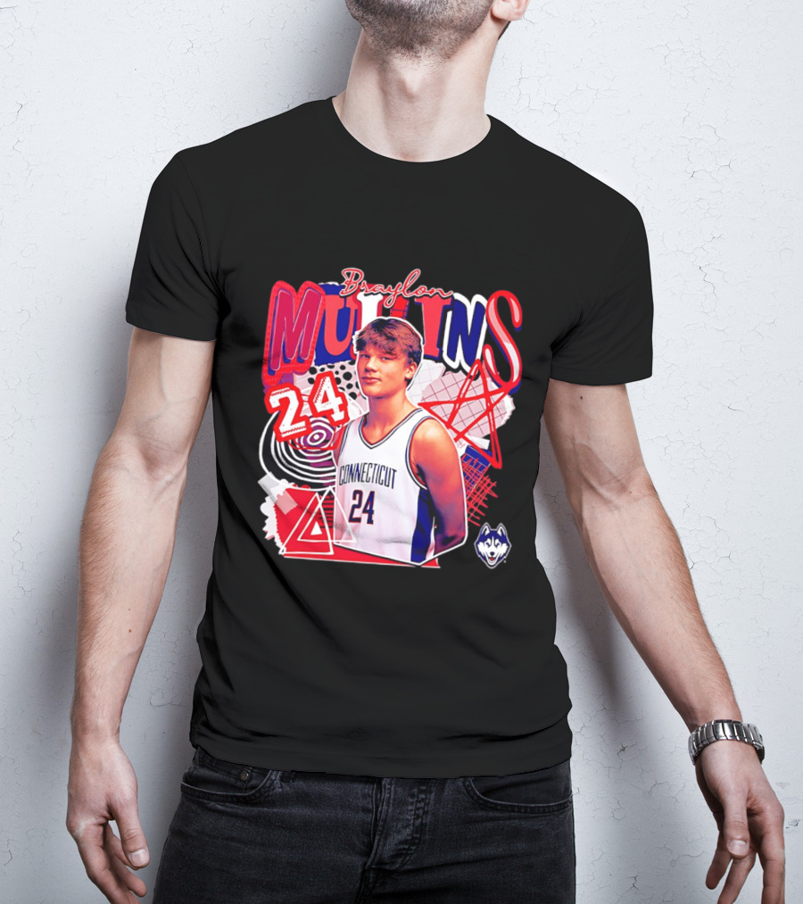 Braylon Mullins Connecticut Basketball 24 NCAA Collage Comfort T-Shirt