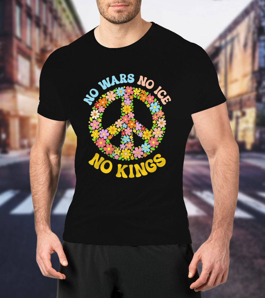 No Wars No Ice No Kings Peace Floral Motif T-Shirt