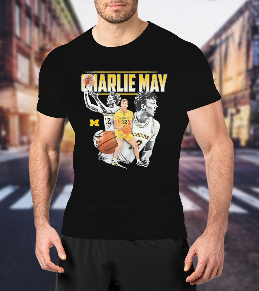 Charlie May Michigan Basketball NCAA Number 12 Collage T-Shirt