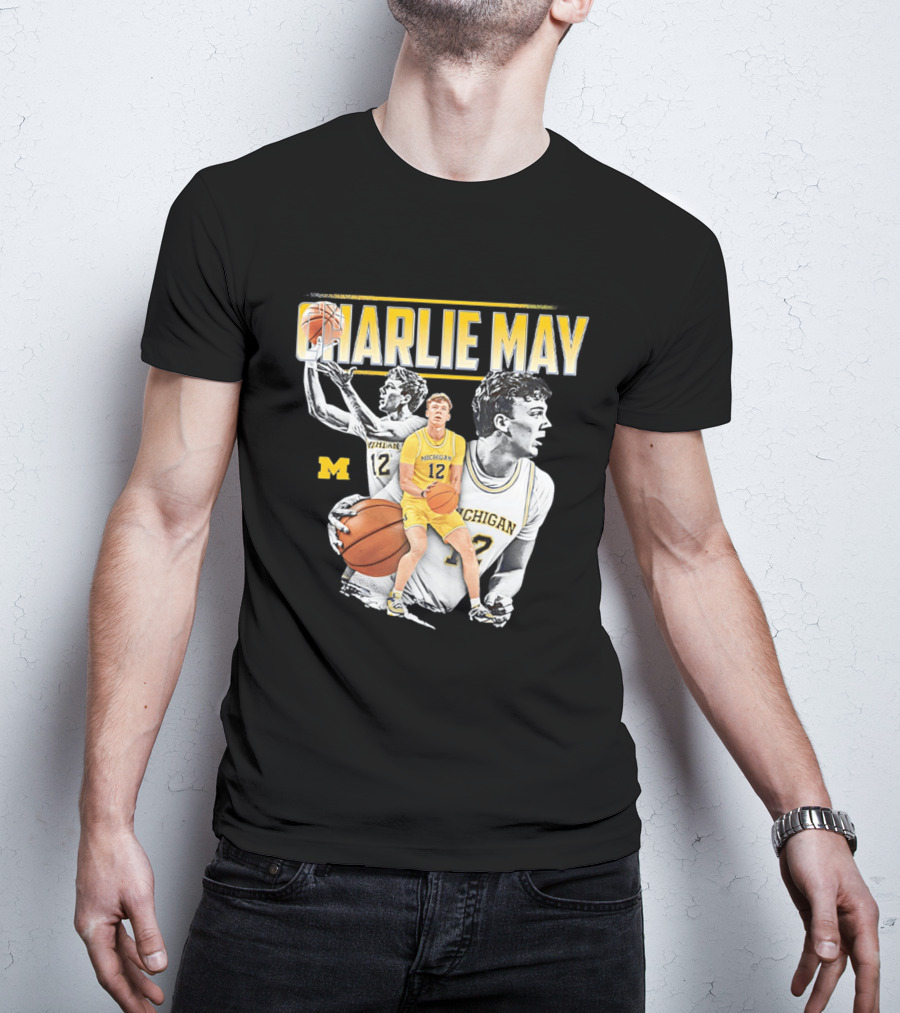 Charlie May Michigan Basketball NCAA Number 12 Collage T-Shirt
