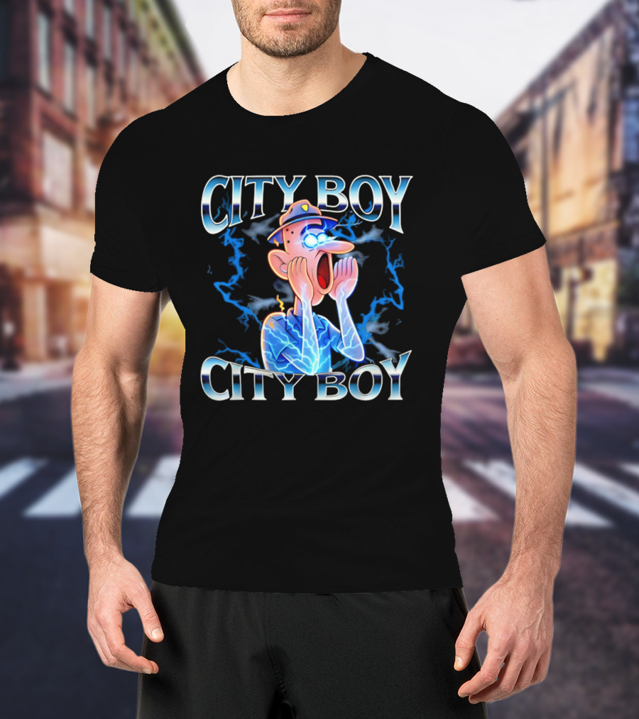 City Boy Brainrot Meme Reaction Cartoon Loud Expression T-Shirt