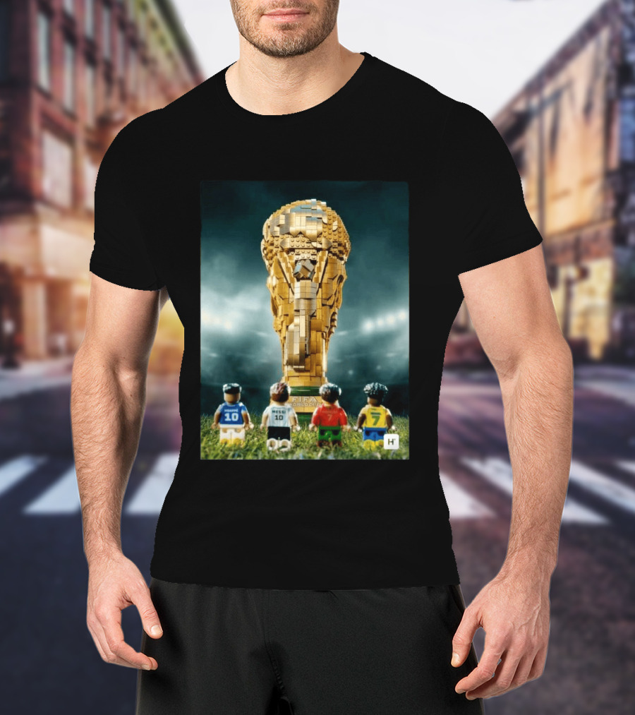 LEGO Football Legends FIFA World Cup 2026 Trophy Lionel Messi Cristiano Ronaldo Kylian Mbappé Vinicius Junior T-Shirt